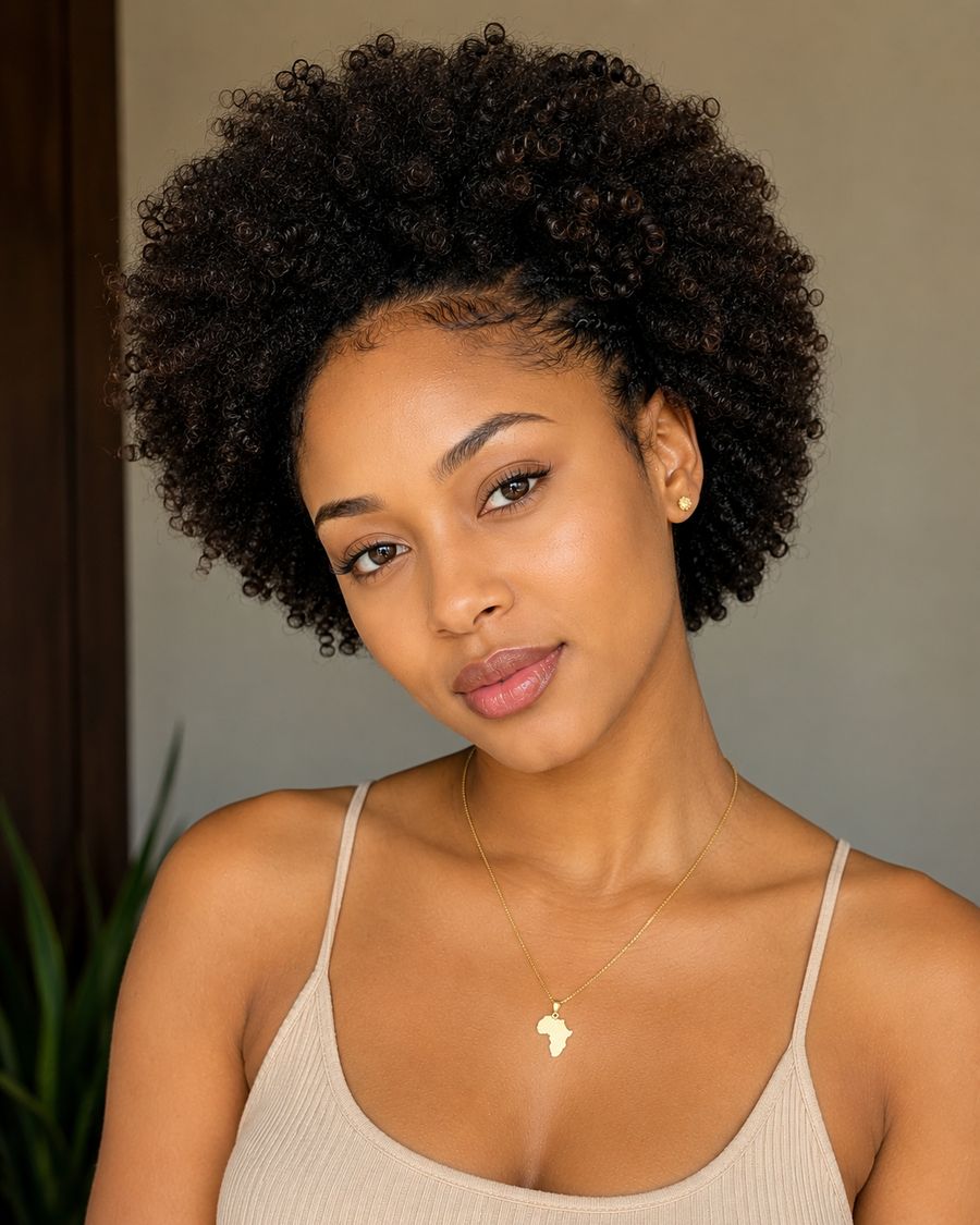 Portrait éditorial — beauté afro lumineuse